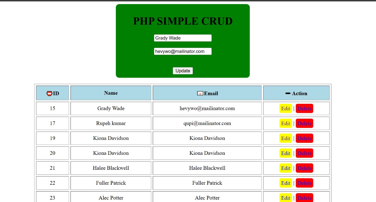 PHP CRUD OPERATION 2025 -1